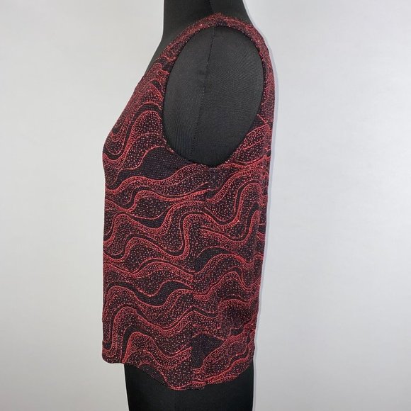 Xscape By Joanne Chen M Metallic Glitter Sparkle Patterned Tank Top Holiday - Picture 4 of 7